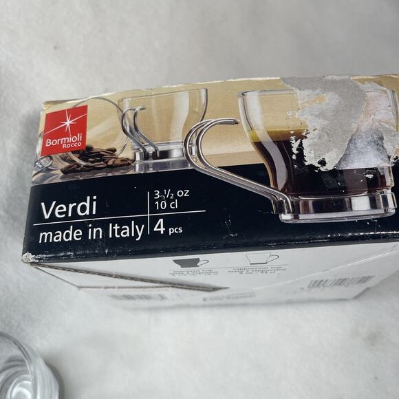 4 Bormioli Rocco Verdi Italy Espresso Clear Glass Coffee Cup 3 1/2 oz 2.5" - Picture 4 of 4
